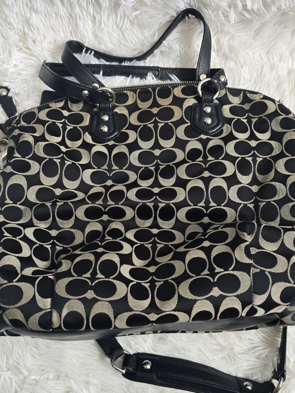 Coach Black Signature North/South Sachel Bag 25185